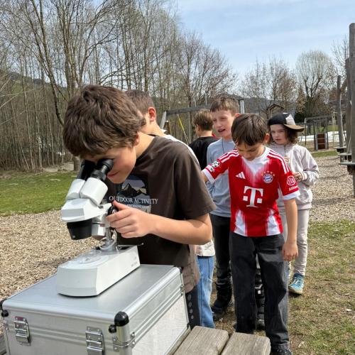 Kinder beim Mikroskop