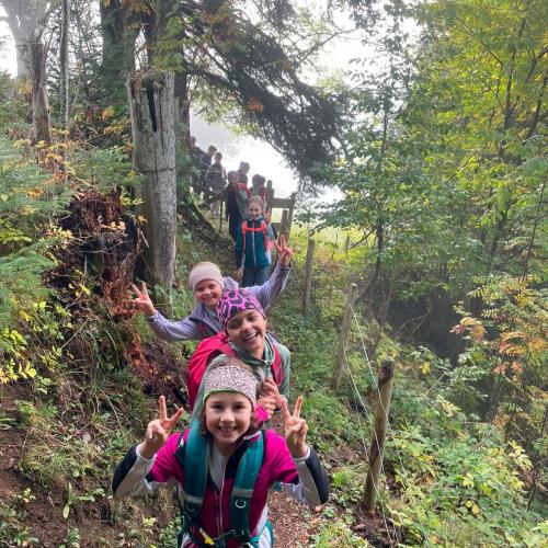 Kinder auf Waldweg
